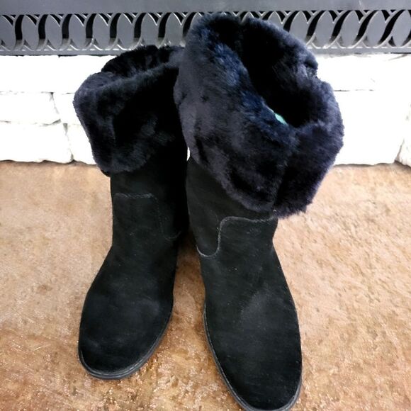 Easy Spirit landslide suede leather with fur trim boots - Picture 2 of 5